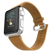 J&D Replacement Band Compatible for Apple Watch 38mm Series 4/3/2/1 Band, [Modern Series] Genuine Leather Strap Wrist Band Replacement w/Metal Clasp Adapter Compatible for Apple Watch 38mm Wristbands