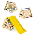thumbnail image 1 of Costway Juguete de Escalada para Niños 4 en 1 Escalador Triangular con Tablero Deslizante Red de Escalada Juego de Madera para Interior, 1 of 9