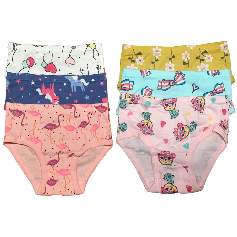 B&Q Comfortable Cotton Briefs for Toddler Little Girls - 6-Pack Assortment  - Sizes 2T to 7T