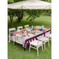 thumbnail image 4 of Outdoor Tablecloth with Umbrella Hole for Patio/Picnic/Party/Camping, 250th Anniversary Floral Waterproof Table Cloth Rectangle Table Cover Washable, Red Blue Stars 4th of July Rustic (60"x 84"), 4 of 9