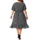 thumbnail image 3 of Vestido midi de camisa con cintura fruncida y mangas cortas con volantes para mujer de tallas grandes Agnes Orinda 4X en negro y blanco, 3 of 6