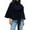 Navy, variant on Women Batwing Sleeve Ponchos Pea Coat Wool Stand Collar Belt Capes Jacket Winter Cropped Overcoat Coffee M