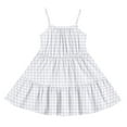 thumbnail image 6 of Abcomgle Girls Cami Dresses 10-12 Casual Spaghetti Strap Sleeveless Girls Midi Dresses Plaid A-Line Sundresses Holiday Tiered Dresses for 6-14 Years,Light Purple, 6 of 6