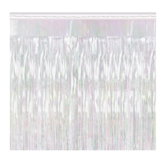 6 Pack Beistle Packaged 1-Ply Metallic Party Fringe Drape - opalescent