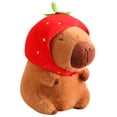 thumbnail image 3 of Peluche de capibara de dibujos animados, conejo, rana, dinosaurio, capibara, hoja de loto, paraguas, sombrero de fresa, peluche de animales de peluche, 3 of 5