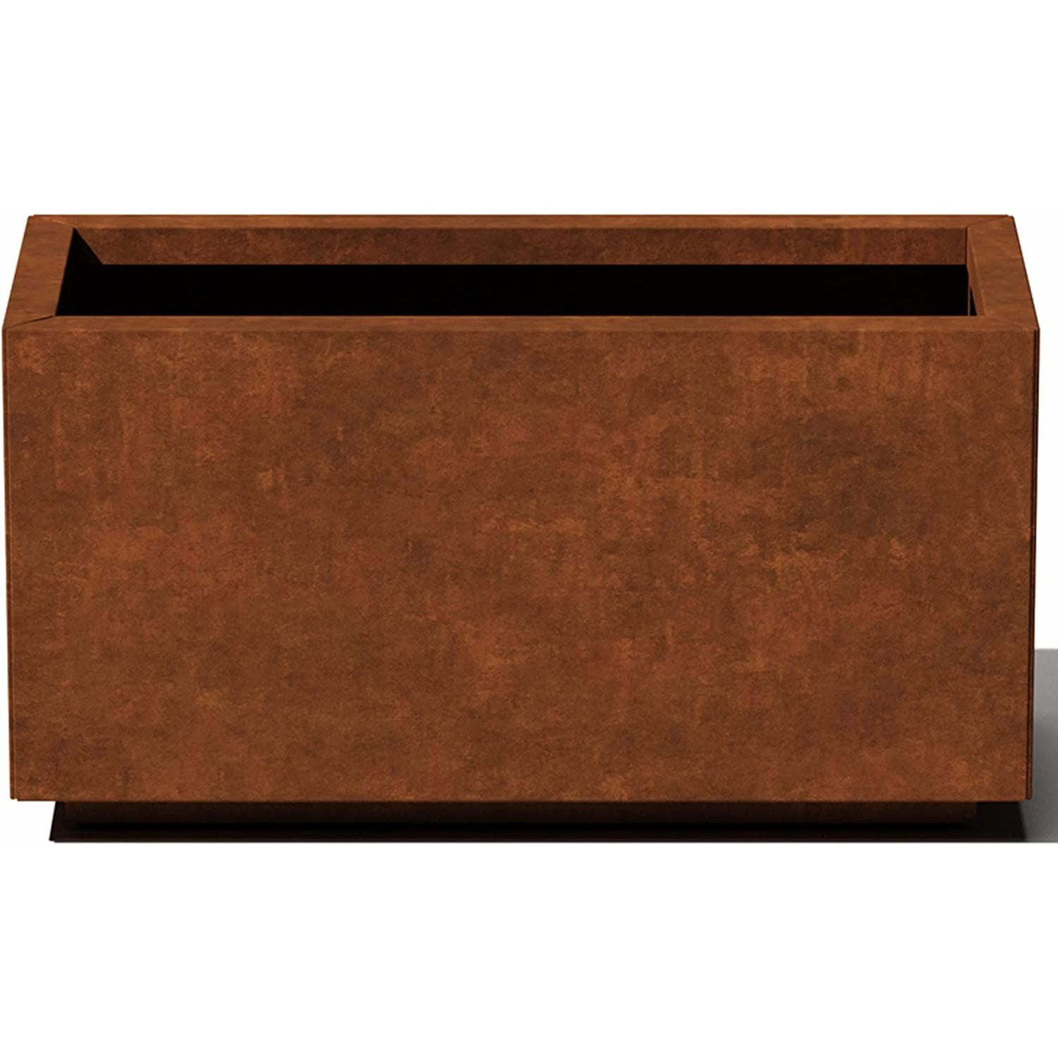 Sleek Deep Brown Corten Steel Rectangular Planter Box