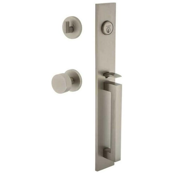 Viaggio Qadcloclo_Eset_238_Dg Quadrato Full Plate Keyed Entry "D" Grip Handleset - Nickel