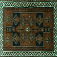 thumbnail image 1 of Ahgly Company Machine Washable Indoor Square Persian Turquoise Blue Traditional Area Rugs, 8' Square, 1 of 4