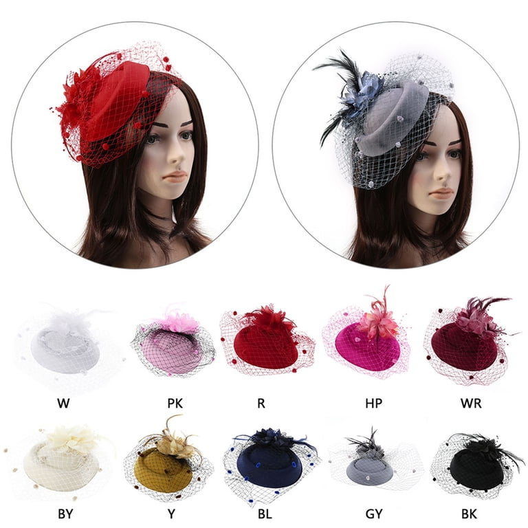 YIEMEEN Fascinator Hats for Women Pillbox Cap with Flower  display picture 3