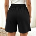 thumbnail image 5 of Women's Solid Color Elastic Waist Shorts With Pockets, Polyester Casual Athletic Fit, Comfortable Stretchy Fabric, Everyday Summer Beach Outdoor Activewear, Womens | VerBelle,Black L, 5 of 8