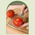 thumbnail image 3 of Stainless Steel Tomato Slicer,Multipurpose Kitchen Gadget With Ergonomic Handle, Effortless Uniform Slicing For Tomatoes Sausages Cheese Soft Foods,Easy To Clean,Handheld Cutter,3.14''X9.25''(Silver), 3 of 7