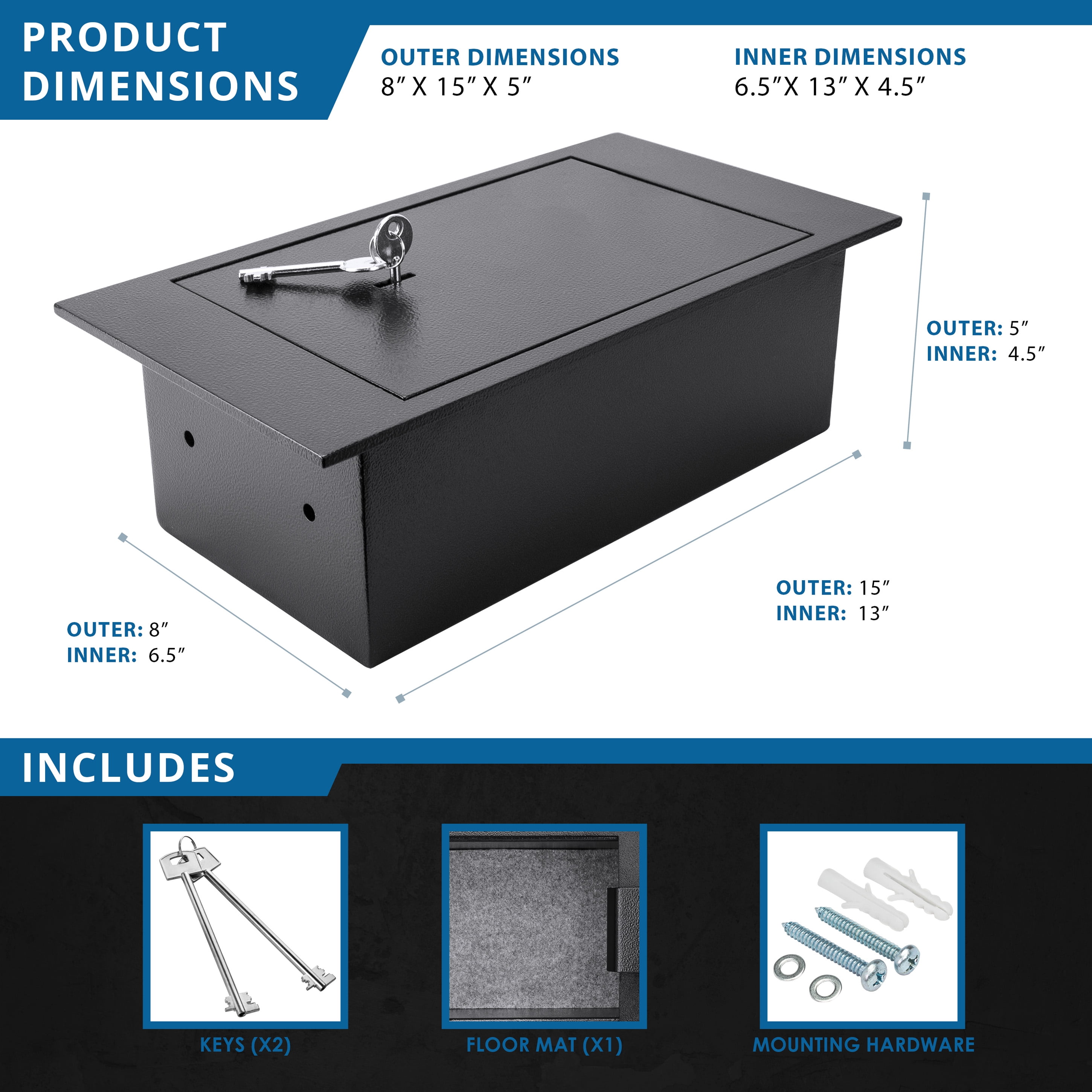 BARSKA Floor Safe With Key Lock 0.22 Cubic Ft AX12656