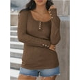 thumbnail image 4 of Womens Long Sleeve Shirts Casual Fall Fashion Clothes Tops Basic Ribbed Knit T Shirts, 4 of 6