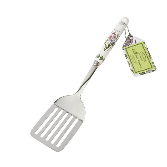 Portmeirion Botanic Garden 13"" Slotted Spatula | Sweet Pea Motif | Fine Porcelain & Stainless Steel | Chip Resistant Glaze | Ideal for Cooking and Grilling