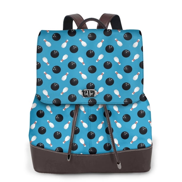 Easygdp Bowling Balls Mochila de Cuero para Mujeres, Bolso de Hombro, Bolsos de Mano de Moda para Trabajo y Viajes
