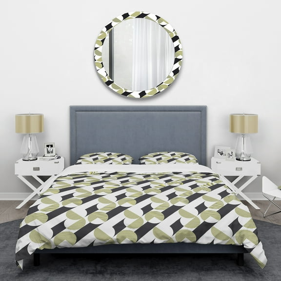 Designart 'Circular Abstract Retro Geometric II' Mid-Century Modern Duvet Cover Set