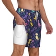 thumbnail image 3 of Goofa Colorful Dinosaur Printed Men's Swim Trunks Board Shorts Quick Dry Mens Swimming Trunks with Compression Liner,Breathable Fit Hawaii Beach Shorts-3X-Large, 3 of 9