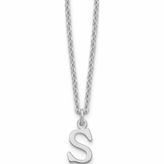 Sterling Silver Rhodium-Plated Cutout Letter S Initial Necklace Made In United States -Jewelry By Sweet Pea