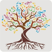 Tree of Life Pattern Stencil Music Symbol Leaves Tree Templates Drawing Painting Stencils for Painting on Scrapbook Card Wood Floor Wall Fabric 12x12