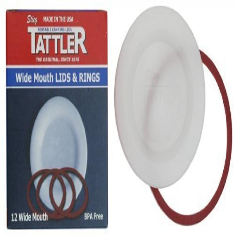 Tattler Reusable Wide Mouth Canning Lids & Rubber Rings 12/Pkg