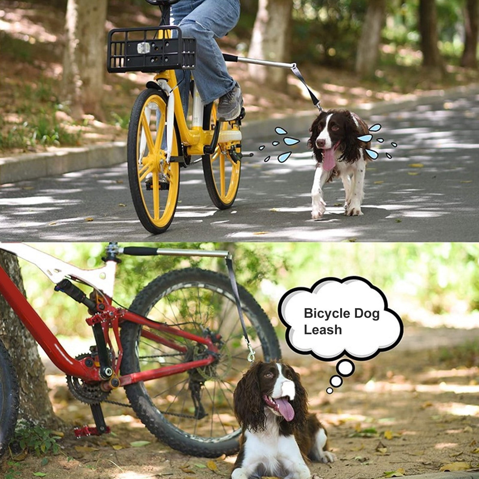 LAZIOEGR Retractable Bicycle Dog Leash High Strength Stainless Steel Safety Exerciser for Hands-Free Jogging and Training Outdoors - Compatible with Most Bikes (18.1 inches / 46 cm)