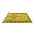 thumbnail image 2 of Ahgly Company Machine Washable Indoor Round Medallion Yellow Traditional Area Rugs, 5' Round, 2 of 4
