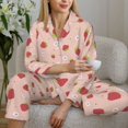 thumbnail image 4 of Goofa Strawberries Printed Women’s 2 Piece Pajama Set Super,Pajamas Women's Long Sleeve Sleepwear Soft Button Down Loungewear Pjs Lounge Set Nightwear-, 4 of 9