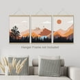 thumbnail image 3 of PixonSign Adhesive Canvas Print Wall Art Set - Abstract Mountain Forest Silhouette Art - Set of 3 Nature Wilderness Landscape Multicolor Wall Décor for Living Room, Bedroom - 12"x16" Panels, 3 of 5