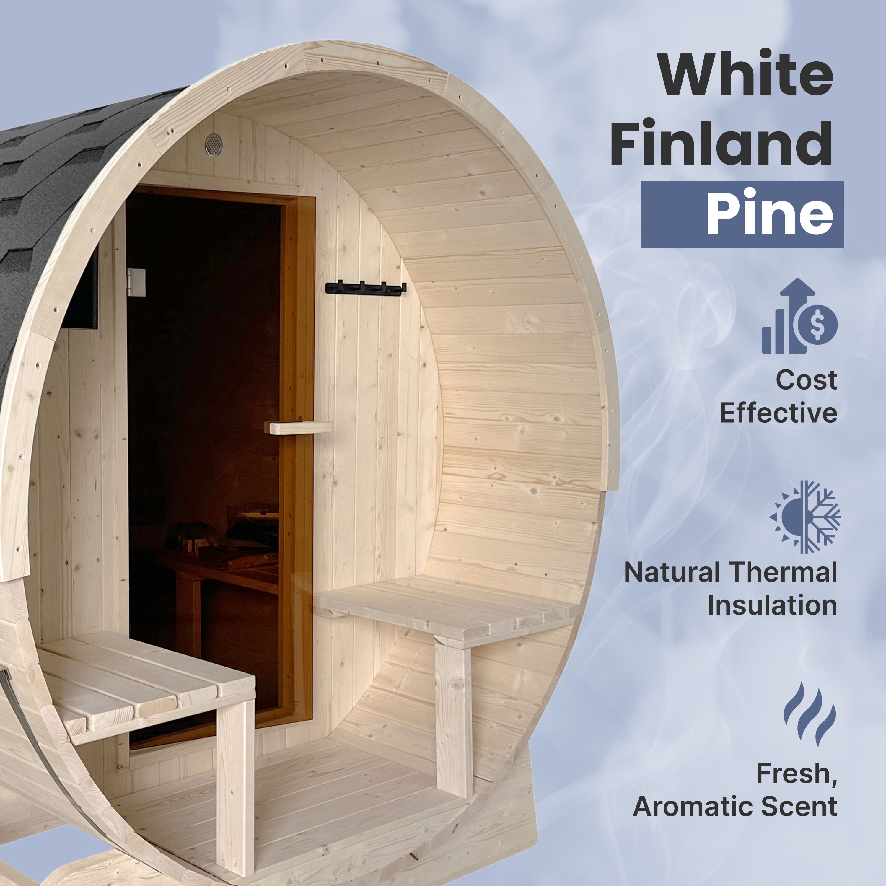 ALEKO Outdoor Indoor White Pine 6-8 Person Wet Dry Barrel Sauna with 8 kW Heater