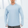 thumbnail image 4 of Mdesiwst Men Hooded Long Sleeve Sunscreen Tops Solid Color Thumbhole Design Slim Fit Ice Silk Sunscreen T-shirt, 4 of 7