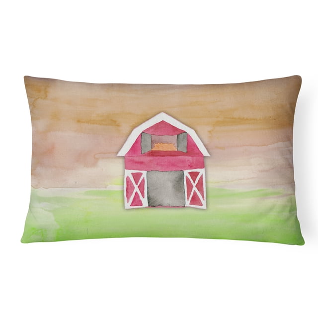 Carolines Treasures BB7409PW1216 Barn Watercolor Canvas Fabric Decorative Pillow