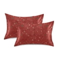 thumbnail image 2 of Haosy Satin Pillowcase for Hair and Skin Standard Cooling Silk Pillow Case with Envelope Closure Glittering Stars on Red 20"x26", 2 of 9
