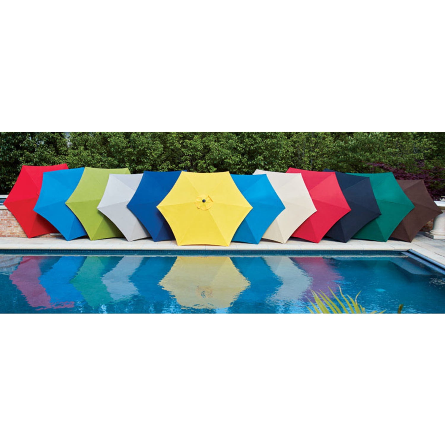 Living Accents 9' Outdoor Patio Market Umbrella, Push Button Tilt, Crank, 6 Ribs, Royal Blue