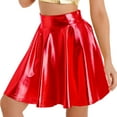 thumbnail image 2 of inhzoy Womens Shiny Metallic Pleated Skirt Festival Party Clubwear Red S, 2 of 6