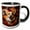 Black/White, variant on 3drose, Pembroke Welsh Corgi with Floral Background, 11oz Mug