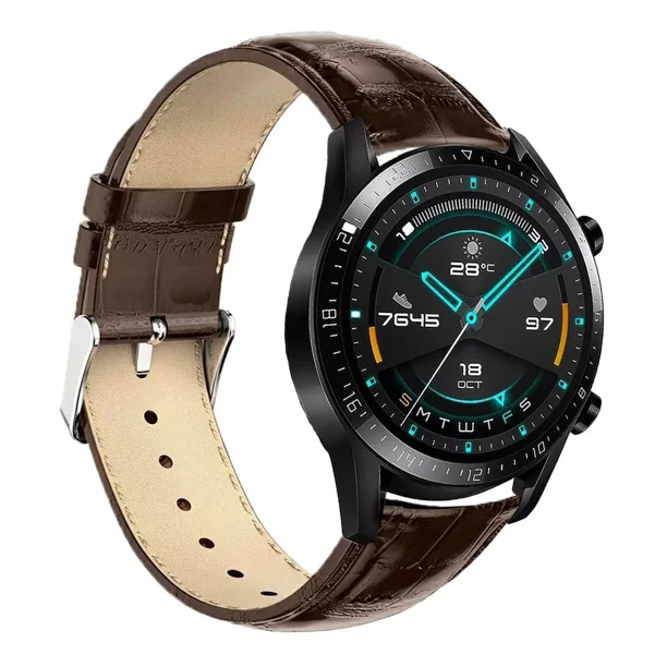 Correa De Piel Cocodrile De Lujo Para Huawei Watch Gt 2 46mm