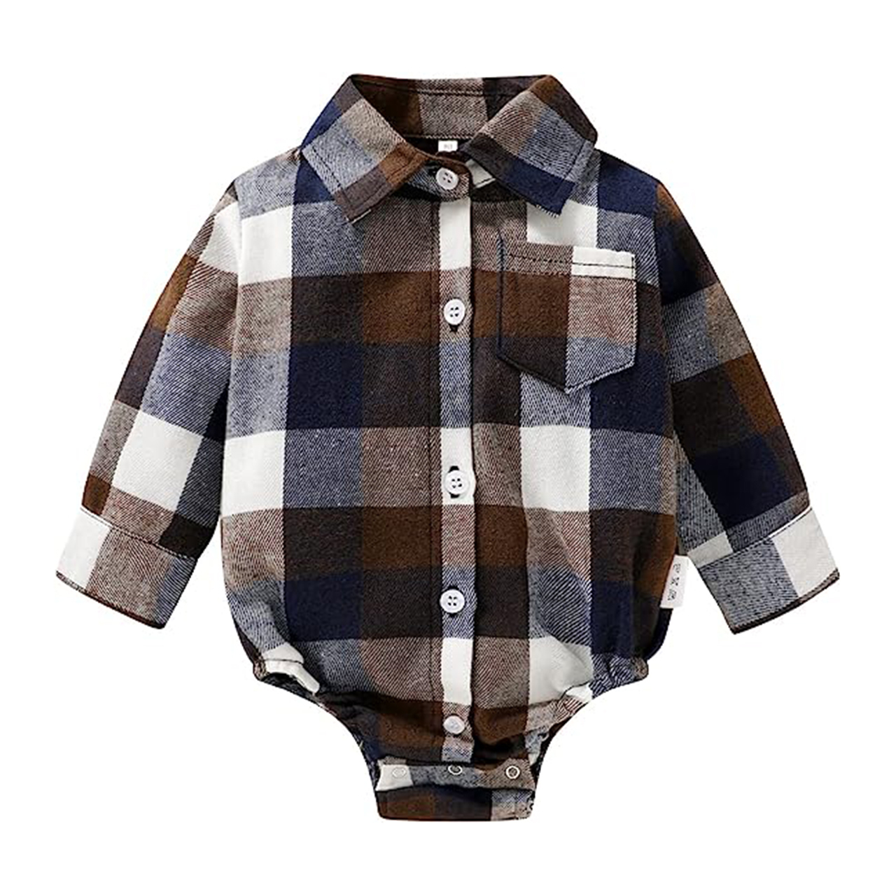 Younger Tree Newborn Plaid Flannel Romper, Long Sleeve photo 1