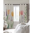 thumbnail image 3 of Spring Floral Blackout Curtains 63 Inches Long for Bedroom, Pink Yellow Tulip Botanical Summer Thermal Insulated Room Darkening Black Out Window Curtain Panels Grommet Drapes for Living Room, 3 of 8