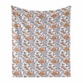 thumbnail image 1 of Vintage Botany Soft Flannel Fleece Throw Blanket, Blooming Chrysanthemums Drawn by Hand, Cozy Plush for Indoor and Outdoor Use, 70" x 90", Dark Lavender Dark Peach, by Ambesonne, 1 of 5