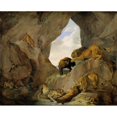 thumbnail image 3 of Carl Borromäus Andreas Ruthart 14x12 Black Modern Framed Museum Art Print Titled - Wild Animals in a Mountain Gorge, 3 of 5