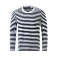 thumbnail image 2 of CamisePaHombres Cuello Redondo Mangas Largas Estampado de Rayas Azul Marino 56, 2 of 7