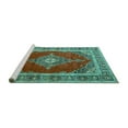 thumbnail image 2 of Ahgly Company Machine Washable Indoor Rectangle Medallion Turquoise Blue Traditional Area Rugs, 2' x 3', 2 of 4