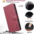 thumbnail image 6 of Case For iPhone 16e / 17e【RFID Blocking】with Multi-Card Holder Bills Slot, Calfskin-Texture Vegan Leather Magnetic Wallet Case,Red,For iPhone 16e / 17e, 6 of 10