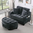 thumbnail image 5 of Aukfa Double Chaise Lounge Loveseat with Storage Ottoman & 2 Pillows, Modern Small Sectional Couch for Small Space,Black, 5 of 9