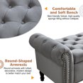 thumbnail image 3 of BaseBeauty 67" Storage Bench for Bedroom, Upholstered Storage Bench with Arms, Tufted Velvet Bench for Bedroom with Wood Legs, Dark Gray, 3 of 6