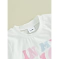thumbnail image 6 of Bslissey Toddler Baby Girls Casual Shorts Sets Short Sleeve Letter Print T-shirt Tops with Elastic Waist Shorts 6M 12M 18M 24M 3T Infant Girl Cute Summer 2Pcs Outfits, 6 of 9