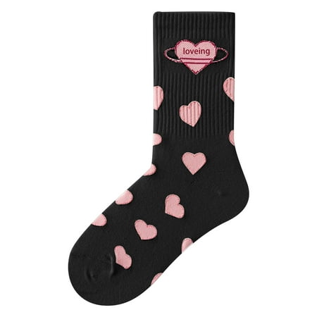 

dmqupv Fishnet Tights Women Socks Pure Cotton Fashion Letters Love Print Stockings Sports Socks Stocking for Junior Girls Black One Size