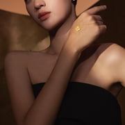 ZHOU LIU FU 24K Gold Pendant Necklace Four-Leaf Clover Diamond Cut Lucky Jewelry Birthday Anniversary Gift for Women 16-18
