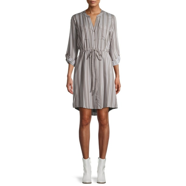 Time and Tru Time and True Women's Woven Utility Shirt Dress
