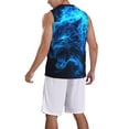 thumbnail image 2 of Naloa Ice Blue Fire Wolf Basketball Jersey Reversible Men's Mesh Athletic Sports Shirts Training Practice S-4XLLarge, 2 of 6
